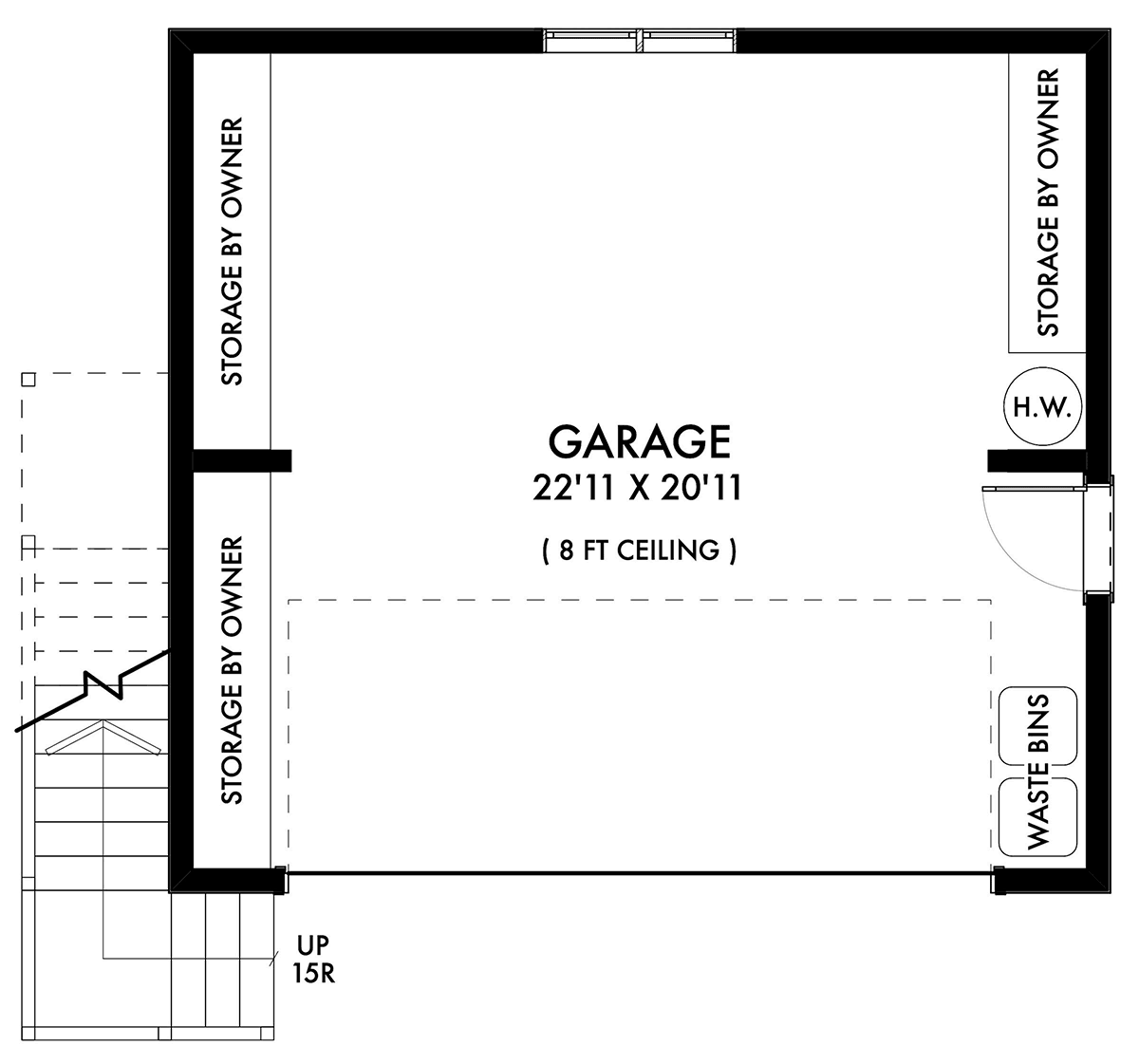 Cottage, Country, Farmhouse Garage-Living Plan 42906 with 1 Beds, 1 Baths, 2 Car Garage Level One