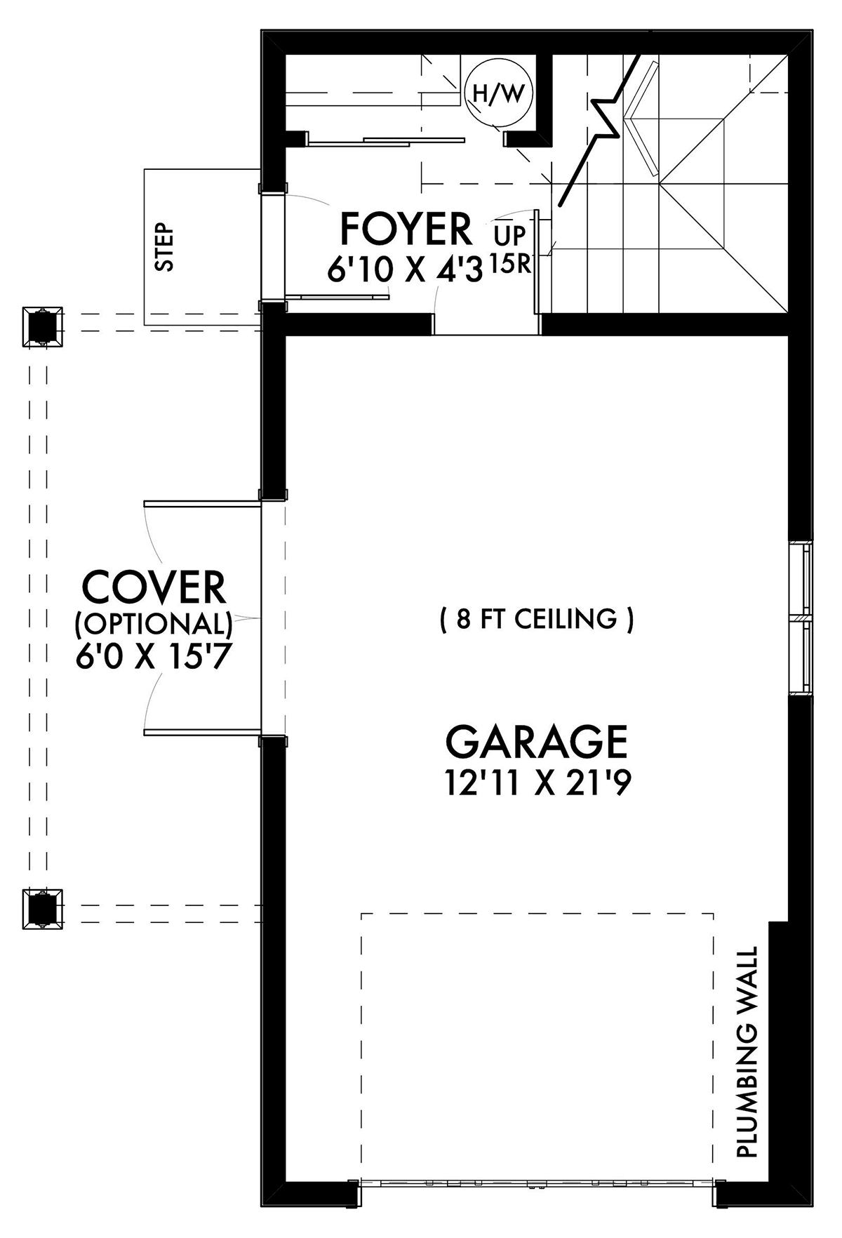A-Frame, Tudor Garage-Living Plan 42907 with 1 Beds, 1 Baths, 2 Car Garage Level One