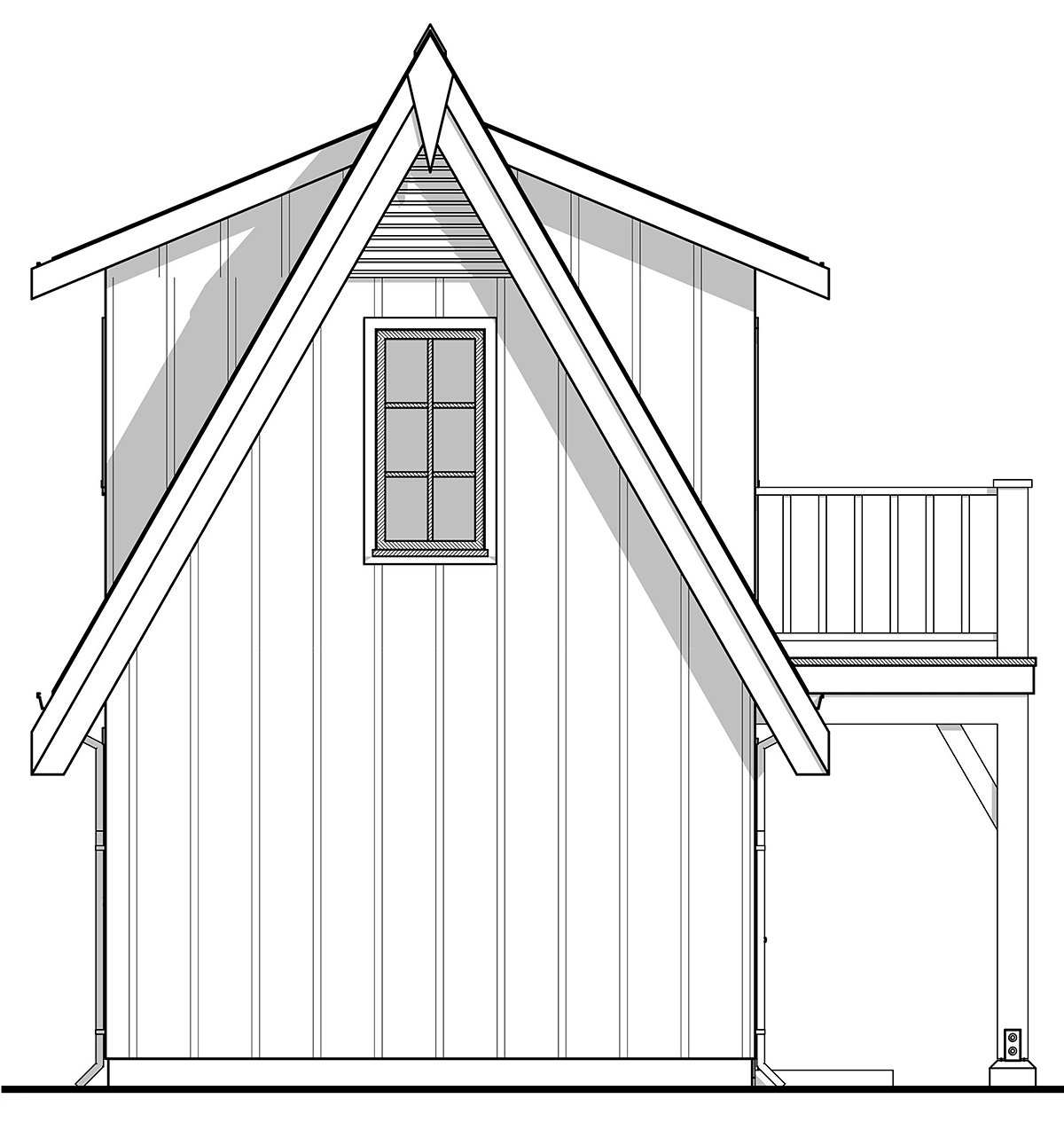 A-Frame, Tudor Garage-Living Plan 42907 with 1 Beds, 1 Baths, 2 Car Garage Rear Elevation