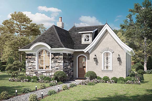 Cottage, European House Plan 42911 with 1 Beds, 1 Baths Elevation