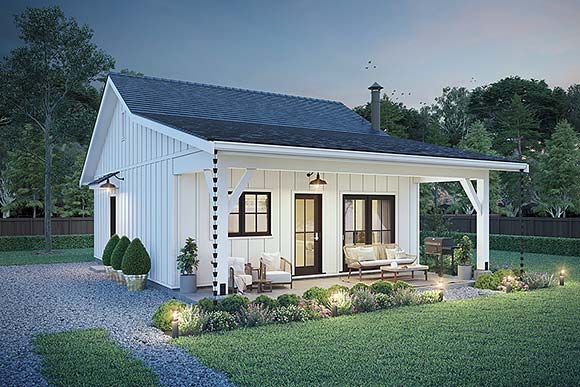 Cabin, Farmhouse House Plan 42920 with 1 Beds, 1 Baths Elevation