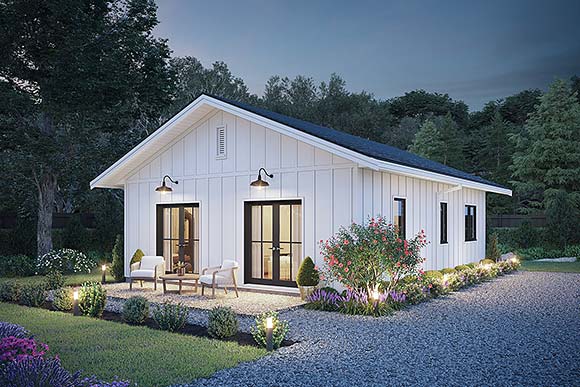 Cottage, Country, Farmhouse House Plan 42922 with 2 Beds, 2 Baths Elevation