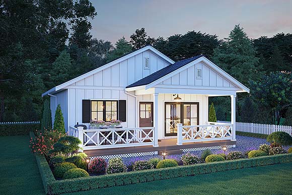 Bungalow, Farmhouse House Plan 42924 with 2 Beds, 1 Baths Elevation
