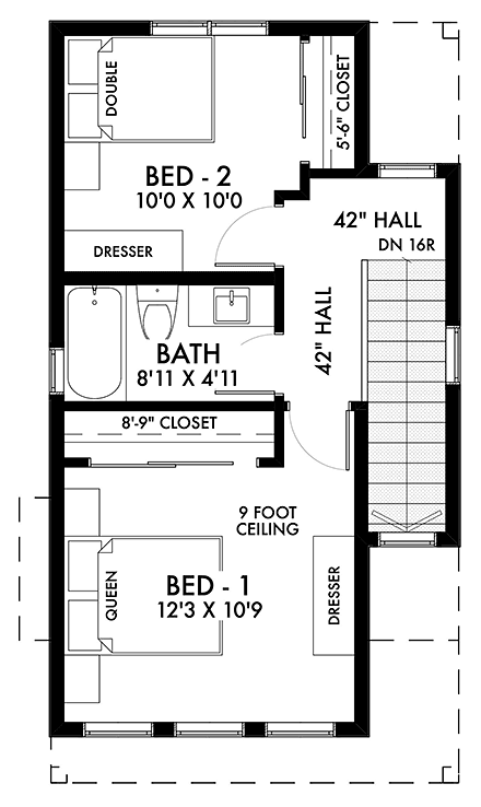 Farmhouse House Plan 42927 with 2 Beds, 2 Baths Second Level Plan