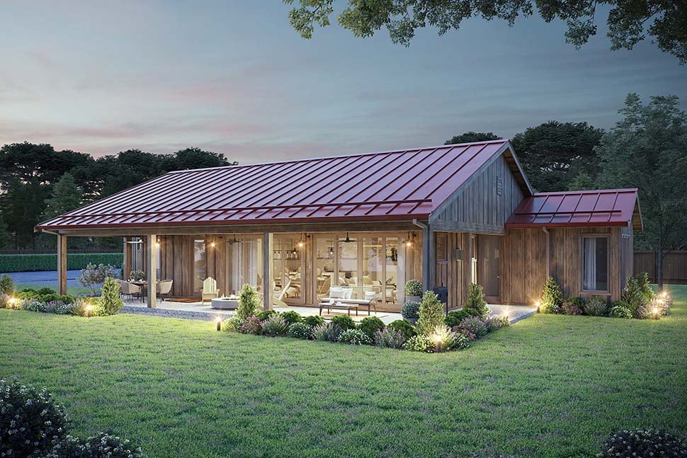 Barndominium, Country, Farmhouse Plan with 1339 Sq. Ft., 2 Bedrooms, 2 Bathrooms, 2 Car Garage Picture 5