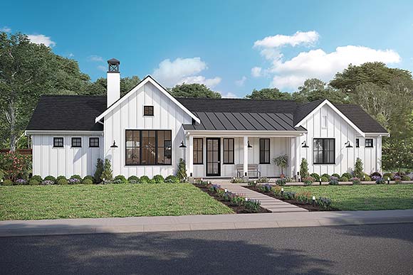 Country, Farmhouse, Ranch, Traditional House Plan 42945 with 2 Beds, 2 Baths, 2 Car Garage Elevation