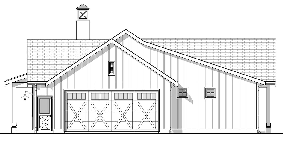 Country, Farmhouse, Traditional Plan with 1626 Sq. Ft., 3 Bedrooms, 3 Bathrooms, 2 Car Garage Picture 2
