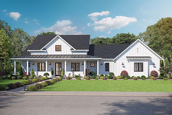 Country, Farmhouse, Ranch, Traditional House Plan 42953 with 3 Beds, 3 Baths, 2 Car Garage Elevation