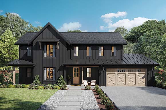 Country, Farmhouse House Plan 42957 with 5 Beds, 4 Baths, 2 Car Garage Elevation