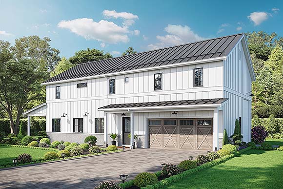 Barndominium, Country, Farmhouse, Traditional House Plan 42960 with 5 Beds, 3 Baths, 2 Car Garage Elevation