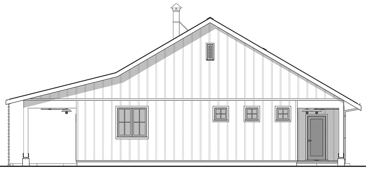 Cottage, Country, Farmhouse, Southern Plan with 1000 Sq. Ft., 2 Bedrooms, 2 Bathrooms, 2 Car Garage Picture 2