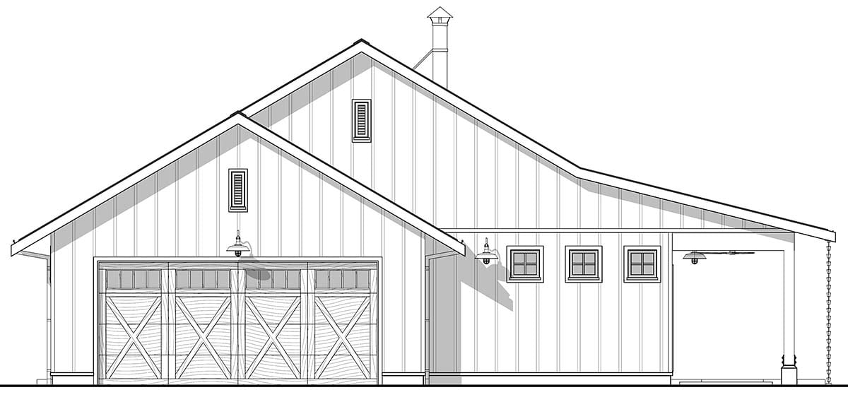 Cottage, Country, Farmhouse, Southern Plan with 1000 Sq. Ft., 2 Bedrooms, 2 Bathrooms, 2 Car Garage Picture 3