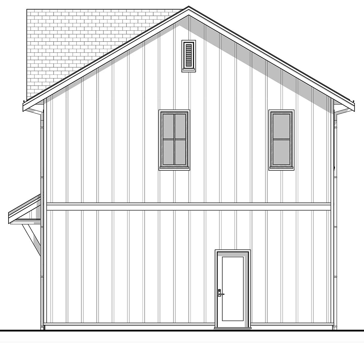 Cottage, Country, Farmhouse, Traditional Plan with 899 Sq. Ft., 2 Bedrooms, 2 Bathrooms, 3 Car Garage Picture 2