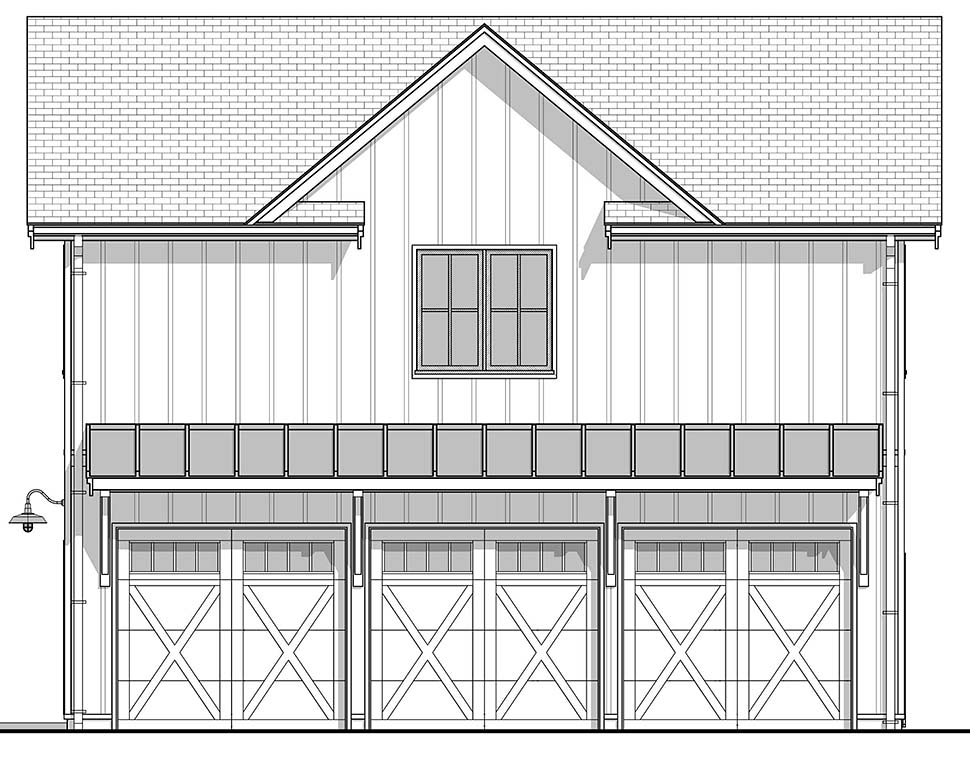 Cottage, Country, Farmhouse, Traditional Plan with 899 Sq. Ft., 2 Bedrooms, 2 Bathrooms, 3 Car Garage Picture 4