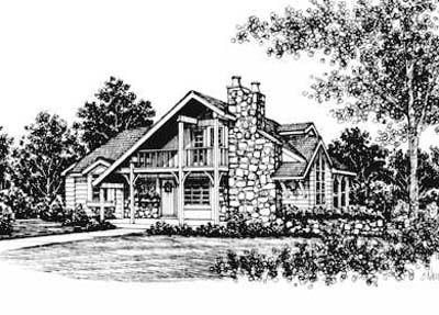 Cabin House Plan 43004 with 3 Beds, 2 Baths Elevation