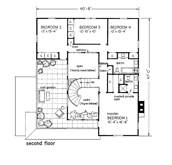Mediterranean, Prairie House Plan 43008 with 4 Beds, 3 Baths, 2 Car Garage Level Two