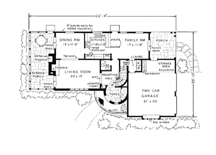 European, Tudor House Plan 43040 with 3 Beds, 3 Baths, 2 Car Garage First Level Plan