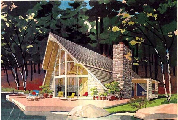 A-Frame House Plan 43048 with 3 Beds, 2 Baths Elevation
