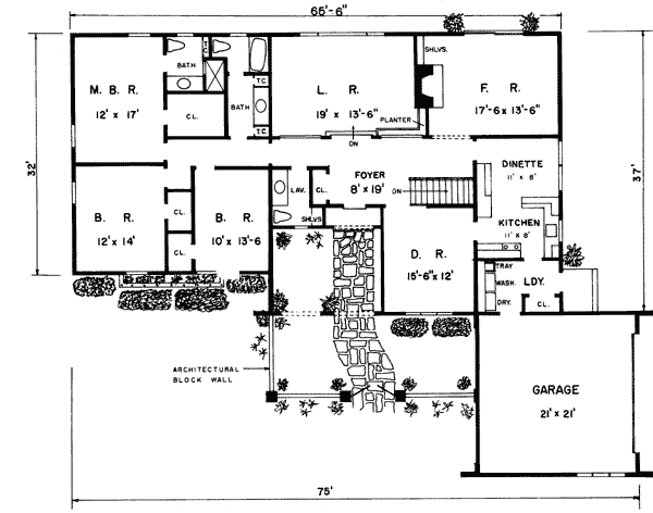 House Plan 43082 - One-Story Style with 2145 Sq Ft, 3 Bed, 3 Bath ...