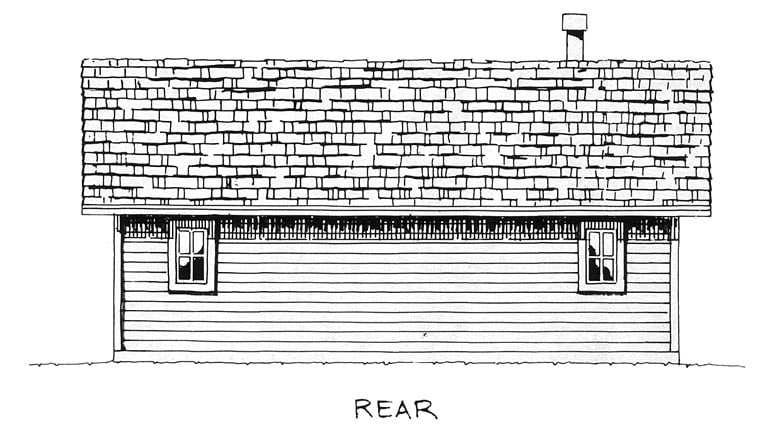 Cabin, Cottage House Plan 43203 with 2 Beds, 2 Baths Rear Elevation