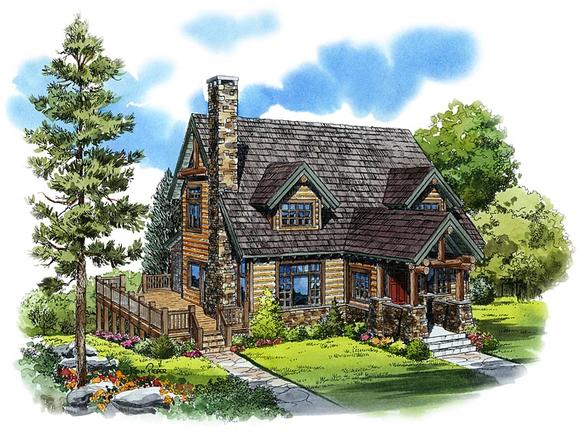 Cabin, Cape Cod, Country House Plan 43206 with 3 Beds, 3 Baths Elevation