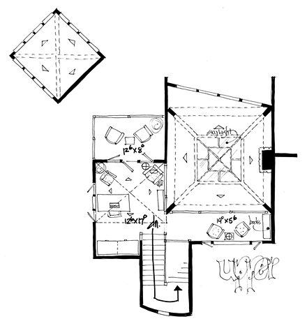 Contemporary, Prairie, Ranch House Plan 43208 with 4 Beds, 4 Baths, 3 Car Garage Second Level Plan