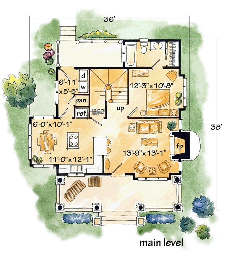Cabin, Craftsman, Log House Plan 43212 with 2 Beds, 2 Baths Level One