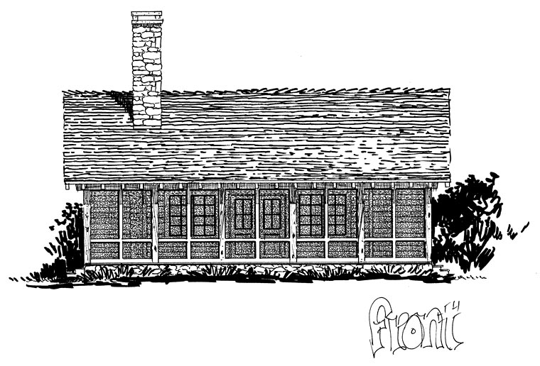 Cabin, Country, Ranch, Southern House Plan 43227 with 2 Beds, 2 Baths Elevation