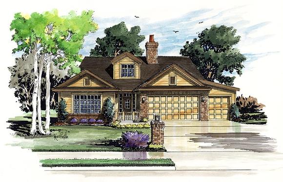 Traditional House Plan 43234 with 3 Beds, 4 Baths, 2 Car Garage Elevation