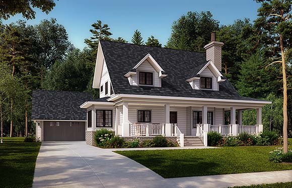 Country, Farmhouse, Southern House Plan 43237 with 4 Beds, 4 Baths, 2 Car Garage Elevation
