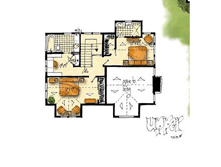 Bungalow, Cottage, Craftsman House Plan 43246 with 3 Beds, 3 Baths, 2 Car Garage Second Level Plan
