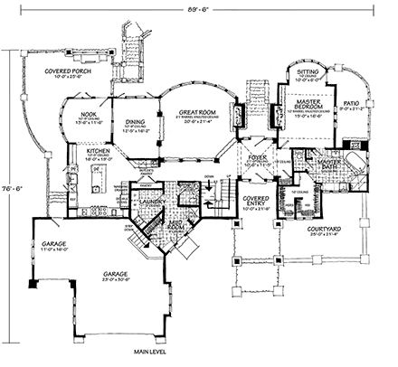 Contemporary House Plan 43248 with 4 Beds, 6 Baths, 3 Car Garage First Level Plan