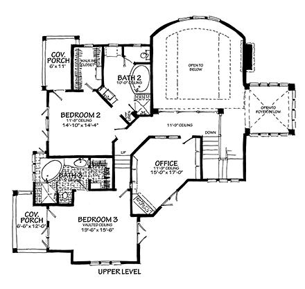 Contemporary House Plan 43248 with 4 Beds, 6 Baths, 3 Car Garage Second Level Plan