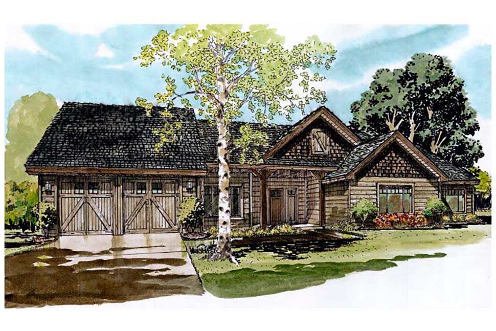 Country, Farmhouse, Ranch, Traditional Plan with 1416 Sq. Ft., 3 Bedrooms, 2 Bathrooms, 2 Car Garage Picture 3