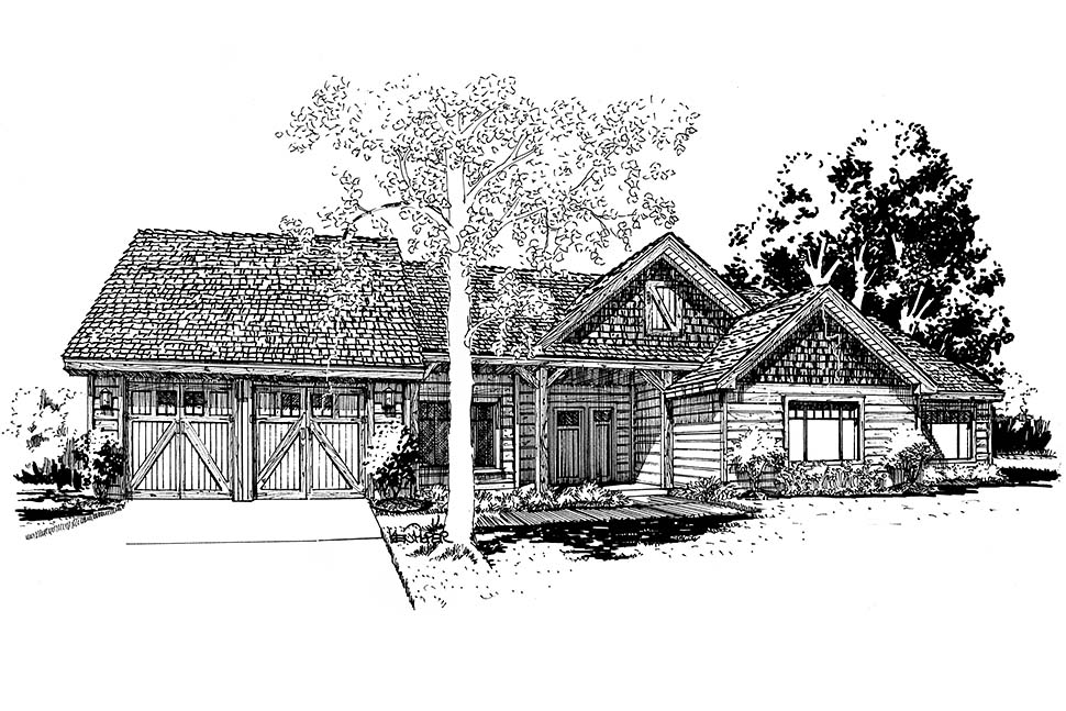 Country, Farmhouse, Ranch, Traditional Plan with 1416 Sq. Ft., 3 Bedrooms, 2 Bathrooms, 2 Car Garage Picture 4
