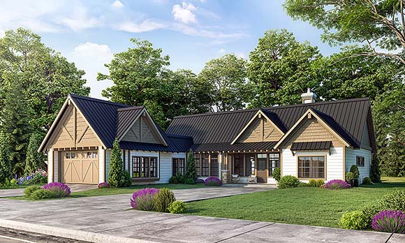 Bungalow, Country, Craftsman, Traditional House Plan 43257 with 3 Beds, 4 Baths, 2 Car Garage Elevation