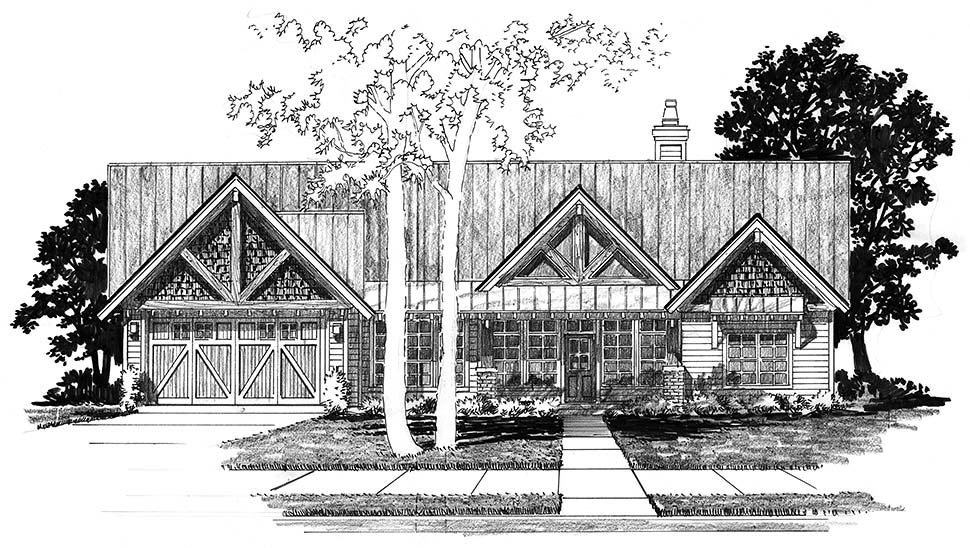 Bungalow, Country, Craftsman, Traditional Plan with 1892 Sq. Ft., 3 Bedrooms, 4 Bathrooms, 2 Car Garage Picture 5