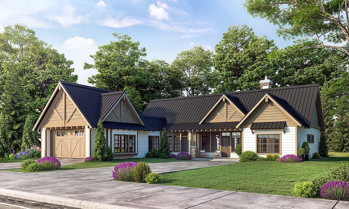 Bungalow, Country, Craftsman, Traditional Plan with 1892 Sq. Ft., 3 Bedrooms, 4 Bathrooms, 2 Car Garage Elevation