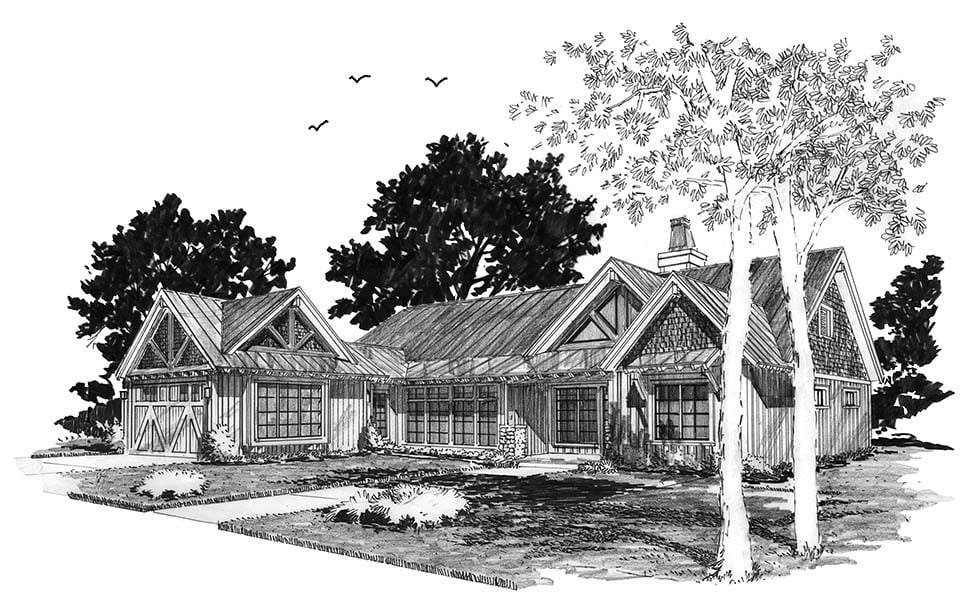 Bungalow, Country, Craftsman, Farmhouse Plan with 1892 Sq. Ft., 3 Bedrooms, 4 Bathrooms, 2 Car Garage Picture 4
