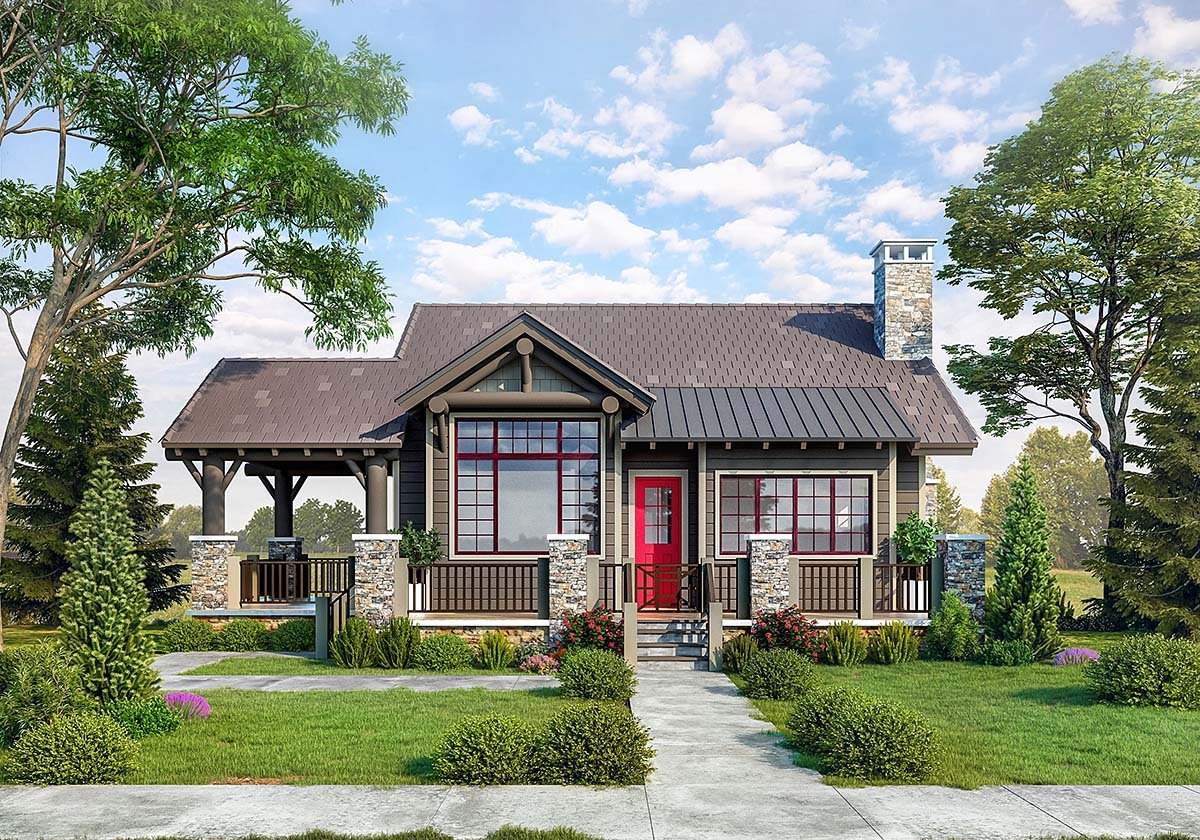 Bungalow, Cabin, Cottage, Craftsman Plan with 1755 Sq. Ft., 3 Bedrooms, 3 Bathrooms Elevation