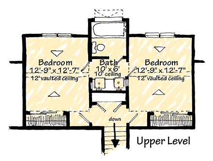 Barndominium, Craftsman, Farmhouse, Traditional House Plan 43266 with 3 Beds, 3 Baths, 2 Car Garage Second Level Plan
