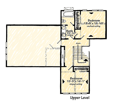 Barndominium, Farmhouse, Traditional House Plan 43267 with 3 Beds, 3 Baths, 2 Car Garage Second Level Plan