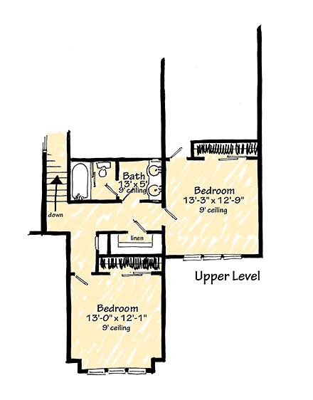 Barndominium, Farmhouse, Traditional House Plan 43268 with 4 Beds, 3 Baths, 2 Car Garage Second Level Plan