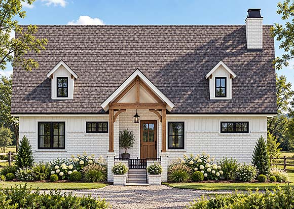 Cabin, Contemporary, Cottage, Country, Craftsman, Farmhouse, Traditional House Plan 43271 with 2 Beds, 2 Baths Elevation