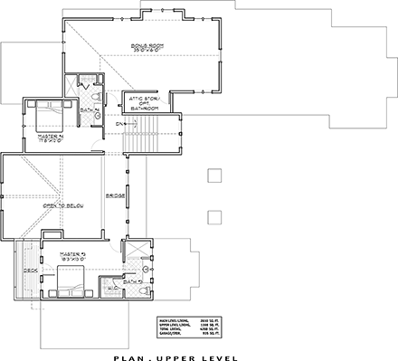 Craftsman House Plan 43303 with 4 Beds, 5 Baths, 3 Car Garage Second Level Plan