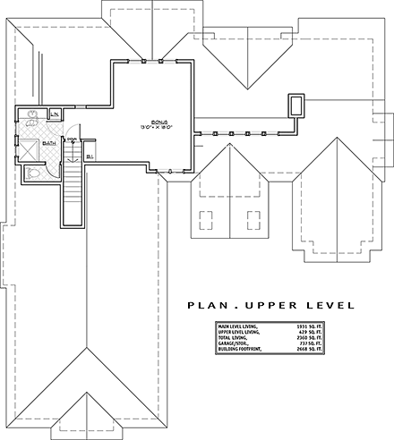 Cottage, Craftsman House Plan 43305 with 3 Beds, 4 Baths, 2 Car Garage Second Level Plan