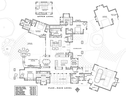 Tuscan House Plan 43308 with 3 Beds, 4 Baths, 3 Car Garage First Level Plan