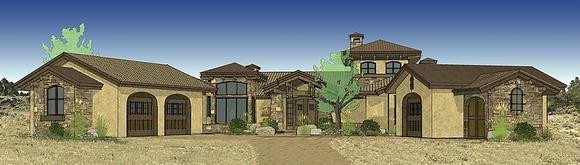 Tuscan House Plan 43308 with 3 Beds, 4 Baths, 3 Car Garage Elevation