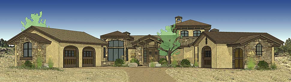Tuscan Plan with 3579 Sq. Ft., 3 Bedrooms, 4 Bathrooms, 3 Car Garage Elevation