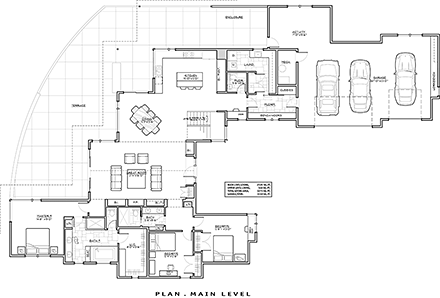 Contemporary, Modern House Plan 43312 with 5 Beds, 4 Baths, 3 Car Garage First Level Plan
